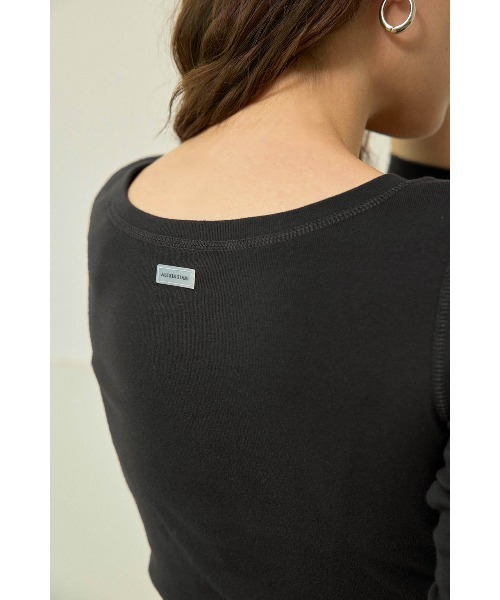 ALEXIA STAM（アリシアスタン）の「Boat Neck 3/4 Sleeve Top / 7分袖ボートネックTシャツ（Tシャツ/カットソー・レディース・ブラウン/チャコールグレー/グレー・M/S）」の8枚目の写真