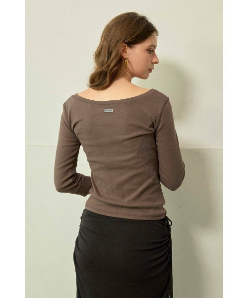ALEXIA STAM（アリシアスタン）の「Boat Neck 3/4 Sleeve Top / 7分袖ボートネックTシャツ（Tシャツ/カットソー・レディース・ブラウン/チャコールグレー/グレー・M/S）」の12枚目の写真