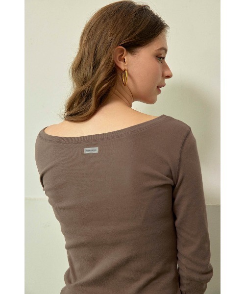 ALEXIA STAM（アリシアスタン）の「Boat Neck 3/4 Sleeve Top / 7分袖ボートネックTシャツ（Tシャツ/カットソー・レディース・ブラウン/チャコールグレー/グレー・M/S）」の13枚目の写真