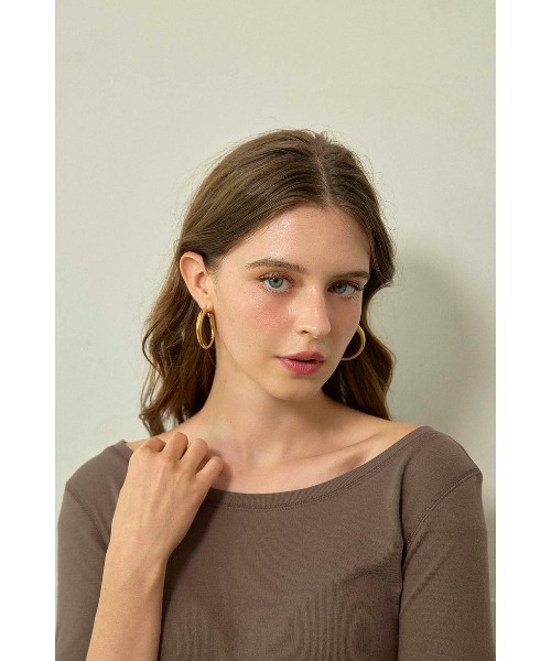 ALEXIA STAM（アリシアスタン）の「Boat Neck 3/4 Sleeve Top / 7分袖ボートネックTシャツ（Tシャツ/カットソー・レディース・ブラウン/チャコールグレー/グレー・M/S）」の14枚目の写真