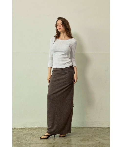 ALEXIA STAM（アリシアスタン）の「Boat Neck 3/4 Sleeve Top / 7分袖ボートネックTシャツ（Tシャツ/カットソー・レディース・ブラウン/チャコールグレー/グレー・M/S）」の15枚目の写真