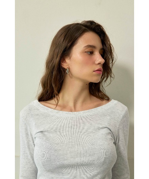 ALEXIA STAM（アリシアスタン）の「Boat Neck 3/4 Sleeve Top / 7分袖ボートネックTシャツ（Tシャツ/カットソー・レディース・ブラウン/チャコールグレー/グレー・M/S）」の21枚目の写真