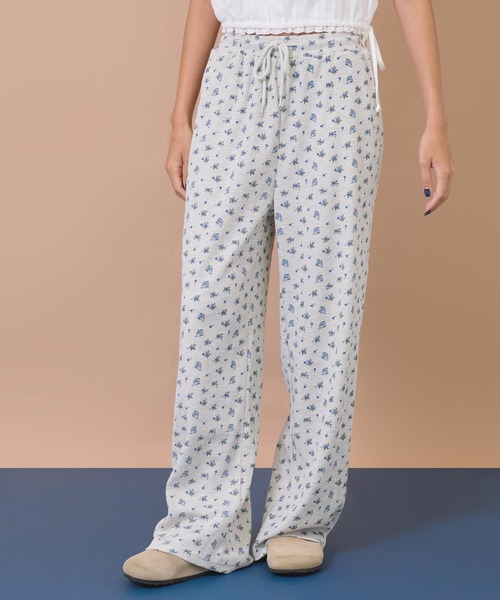 anap mimpi(アナップミンピ)の「花柄ワッフルイージーロングパンツ(その他パンツ・レディース・ネイビー/グレー・F)」の1枚目の写真