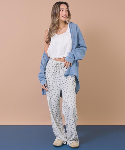 anap mimpi(アナップミンピ)の「花柄ワッフルイージーロングパンツ(その他パンツ・レディース・ネイビー/グレー・F)」の7枚目の写真