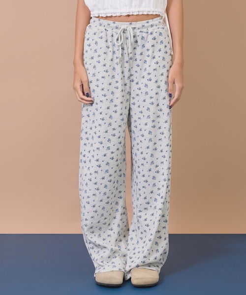 anap mimpi(アナップミンピ)の「花柄ワッフルイージーロングパンツ(その他パンツ・レディース・ネイビー/グレー・F)」の3枚目の写真