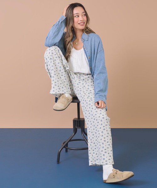 anap mimpi(アナップミンピ)の「花柄ワッフルイージーロングパンツ(その他パンツ・レディース・ネイビー/グレー・F)」の10枚目の写真
