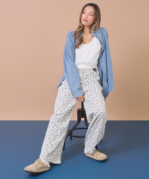 anap mimpi(アナップミンピ)の「花柄ワッフルイージーロングパンツ(その他パンツ・レディース・ネイビー/グレー・F)」の11枚目の写真