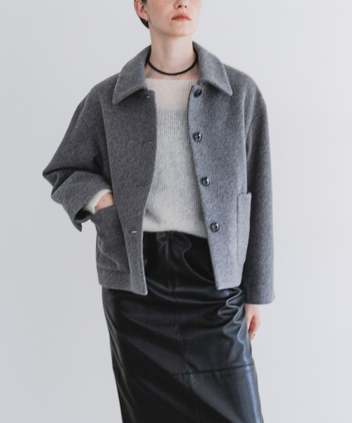 新品 アーバンリサーチ ウールモッサショートコート ネイビー ウールモッサショートコート（その他アウター）｜URBAN RESEARCH