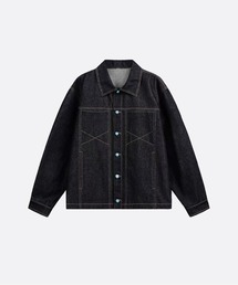 Turquoise Blue Button Washed Denim Jacket