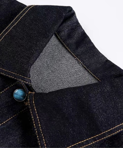 U:UME(ユーム)の「Turquoise Blue Button Washed Denim Jacket(デニムジャケット・メンズ・ブルー・XX-LARGE/X-LARGE/LARGE/MEDIUM)」の3枚目の写真