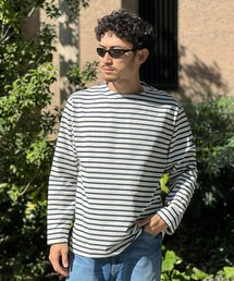 【HELLY HANSEN】L/S HH Marine Border Boat Neck Tee