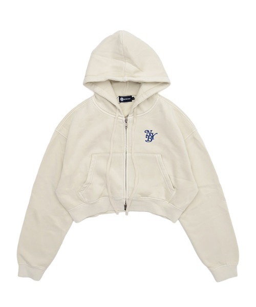 NEW YORK BURST(ニューヨークバースト)の「OG PIGMENT CROPPED ZIP HOODIE(パーカー・レディース・アイボリー/ブラック・FREE)」の2枚目の写真