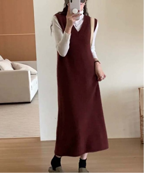 VENCEEXCHANGE(ヴァンスエクスチェンジ)の「ニットジャンパースカート(スカート・レディース・ブラック/グレー/モカ/チャコール・FREE)」の14枚目の写真