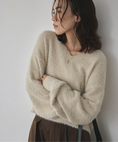 Doux archives(ドゥアルシーヴ)の「【EC先行予約】ラメシャギーニット(ニット/セーター・レディース・ピンク/チャコールグレー/アイボリー・FREE)」の20枚目の写真