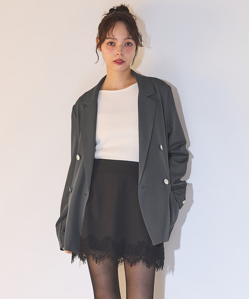 SOELA(ソエラ)の「【SOELA】レーストリムミニスカート/WEB限定(スカート・レディース・ブラック×ブラック・M)」の1枚目の写真
