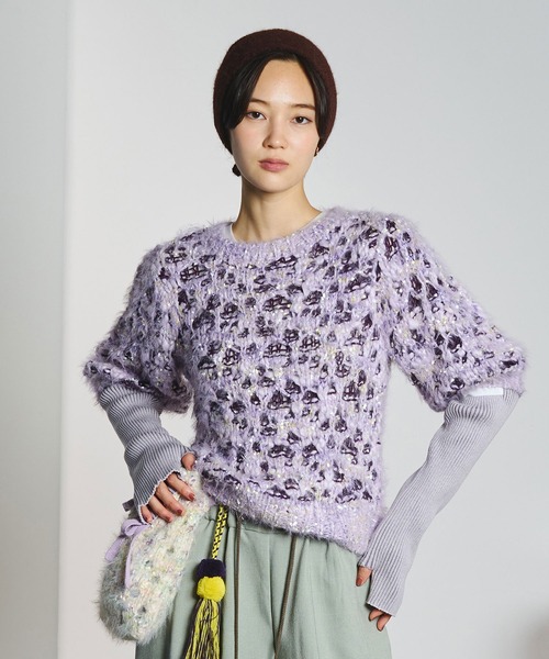 mici(ミチ)の「mici/SHORT SLEEVE KNIT TOP(ニット/セーター・レディース・オフホワイト/ライトパープル・ONE SIZE)」の16枚目の写真