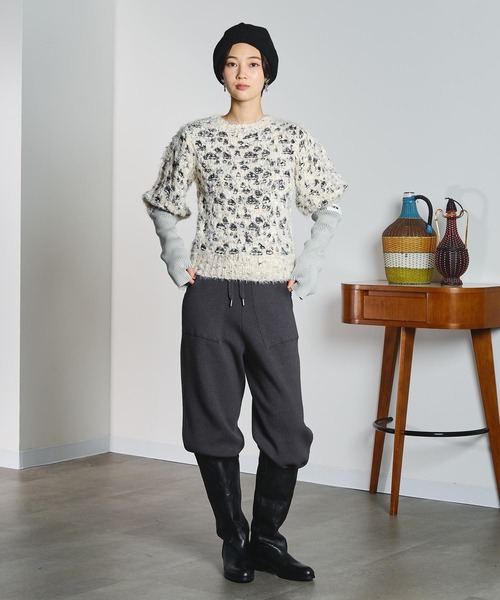 mici(ミチ)の「mici/SHORT SLEEVE KNIT TOP(ニット/セーター・レディース・オフホワイト/ライトパープル・ONE SIZE)」の6枚目の写真