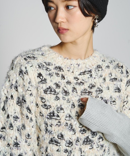 mici(ミチ)の「mici/SHORT SLEEVE KNIT TOP(ニット/セーター・レディース・オフホワイト/ライトパープル・ONE SIZE)」の9枚目の写真