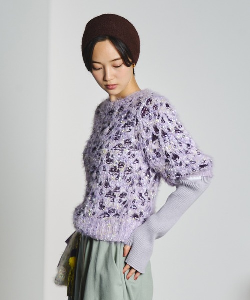 mici(ミチ)の「mici/SHORT SLEEVE KNIT TOP(ニット/セーター・レディース・オフホワイト/ライトパープル・ONE SIZE)」の17枚目の写真