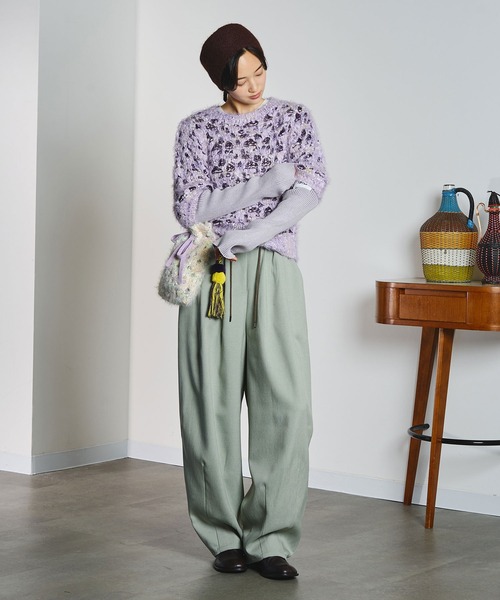 mici(ミチ)の「mici/SHORT SLEEVE KNIT TOP(ニット/セーター・レディース・オフホワイト/ライトパープル・ONE SIZE)」の19枚目の写真