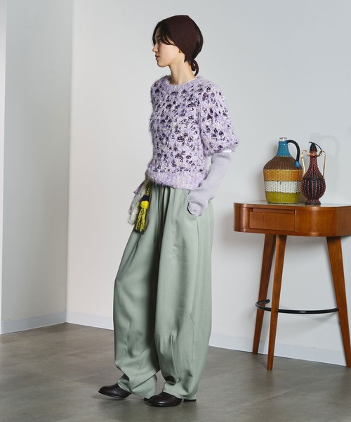 mici(ミチ)の「mici/SHORT SLEEVE KNIT TOP(ニット/セーター・レディース・オフホワイト/ライトパープル・ONE SIZE)」の20枚目の写真