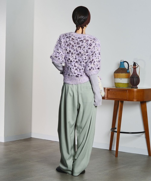 mici(ミチ)の「mici/SHORT SLEEVE KNIT TOP(ニット/セーター・レディース・オフホワイト/ライトパープル・ONE SIZE)」の21枚目の写真