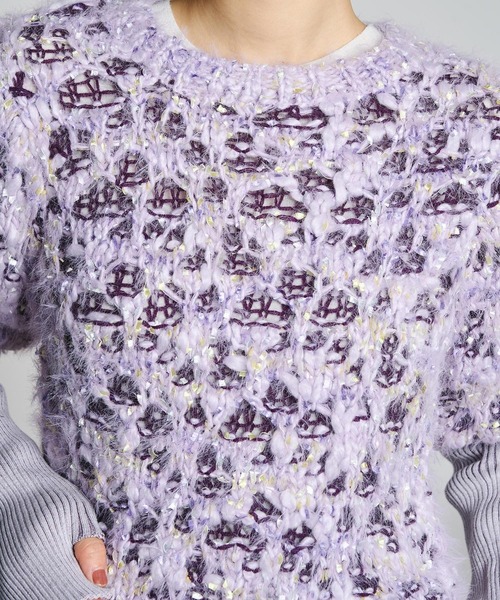 mici(ミチ)の「mici/SHORT SLEEVE KNIT TOP(ニット/セーター・レディース・オフホワイト/ライトパープル・ONE SIZE)」の22枚目の写真