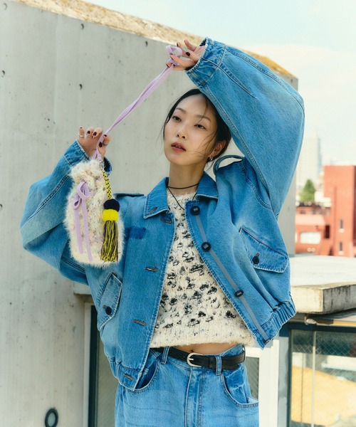 mici(ミチ)の「mici/SHORT SLEEVE KNIT TOP(ニット/セーター・レディース・オフホワイト/ライトパープル・ONE SIZE)」の15枚目の写真