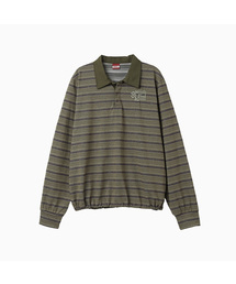 ヴィンテージストライプ ラグビーTシャツ(カーキ)