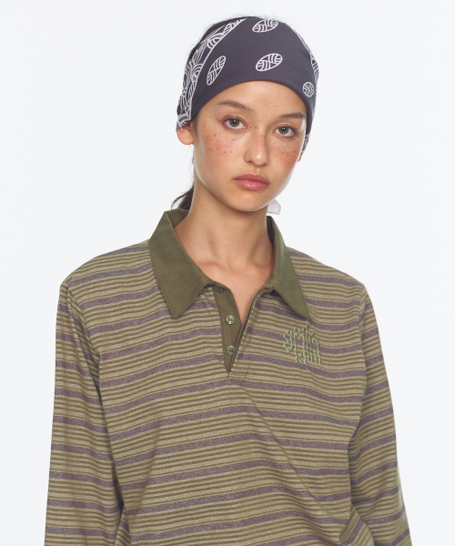 MENASOO(ミナス)の「Vintage Stripe Rugby T Shirt_Khaki(ポロシャツ・レディース・カーキ・1/2)」の4枚目の写真