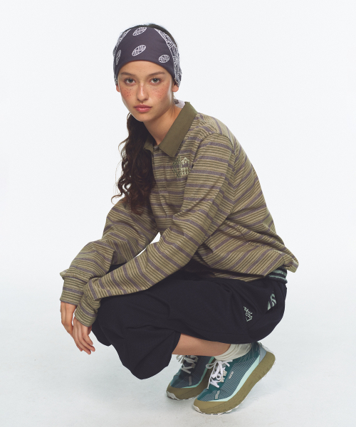 MENASOO(ミナス)の「Vintage Stripe Rugby T Shirt_Khaki(ポロシャツ・レディース・カーキ・1/2)」の12枚目の写真