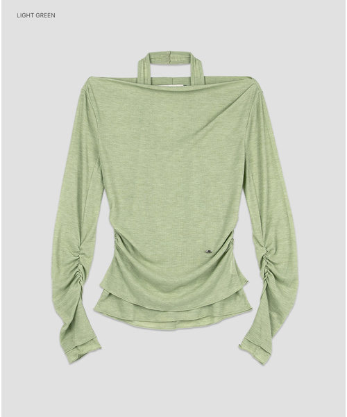 ATELIER NAIN(アトリエナイン)の「(T-7287)TWO WAY LAYERED BOAT NECK TEE SET(Tシャツ/カットソー・レディース・バーガンディー/ライトグリーン/ミックスグレー・MEDIUM/SMALL)」の2枚目の写真