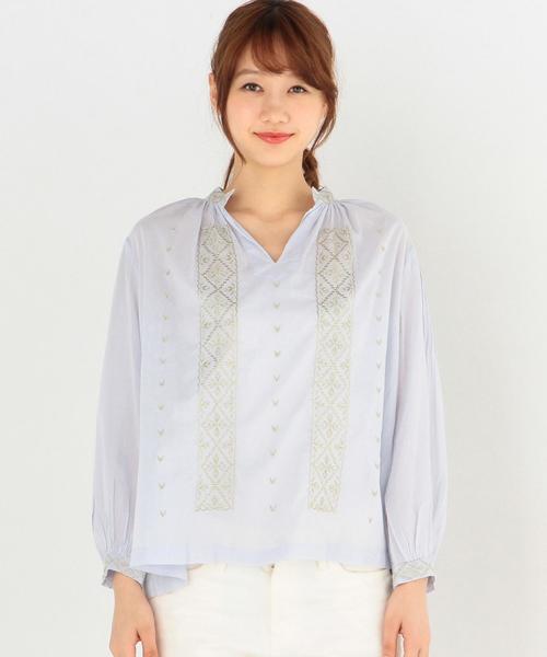 Another Edition（アナザーエディション）の「ne Quittez pas刺繍ロングスリーブブラウス/n/Q/p EMBR LSL PO◆（シャツ/ブラウス・レディース・ホワイト/ライトブルー・フリー）」の4枚目の写真