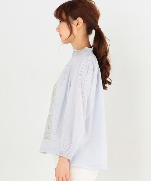 Another Edition（アナザーエディション）の「ne Quittez pas刺繍ロングスリーブブラウス/n/Q/p EMBR LSL PO◆（シャツ/ブラウス・レディース・ホワイト/ライトブルー・フリー）」の5枚目の写真