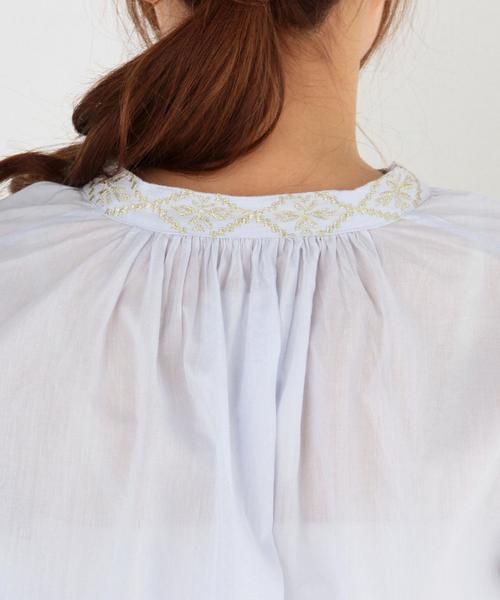 Another Edition（アナザーエディション）の「ne Quittez pas刺繍ロングスリーブブラウス/n/Q/p EMBR LSL PO◆（シャツ/ブラウス・レディース・ホワイト/ライトブルー・フリー）」の12枚目の写真