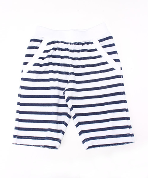 VENCEEXCHANGE（ヴァンスエクスチェンジ）の「KIDS パイルショーツボーダー総柄プリント（その他パンツ・キッズ・オフホワイト/ネイビー・130cm/140cm/150cm/120cm）」の2枚目の写真