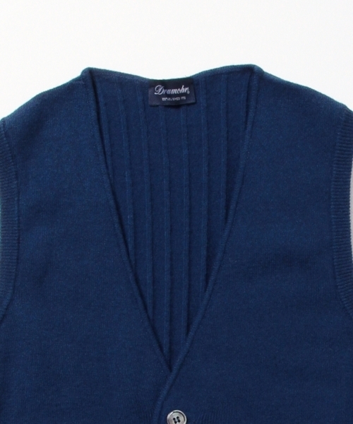 ドルモア カシミヤ100% ニットベスト スコットランド製 紺 Drumohr DRUMOHR（ドルモア）の「DRUMOHR / ウールカシミヤジレ（ベスト）」 - WEAR