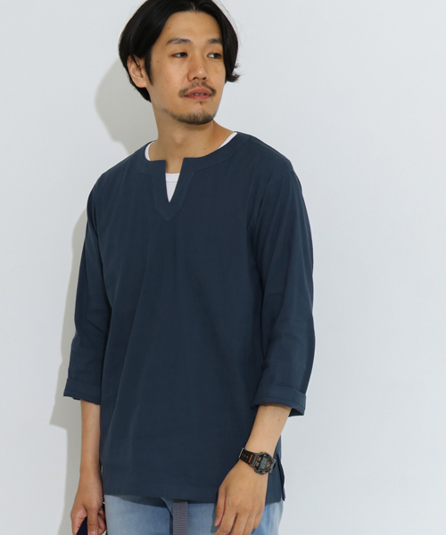 URBAN RESEARCH DOORS MENS（アーバンリサーチ ドアーズ メンズ）の「DOORS ストレッチリネンスキッパーシャツ（シャツ/ブラウス・メンズ・ネイビー/グレイッシュベージュ/オフホワイト・38/40）」の3枚目の写真