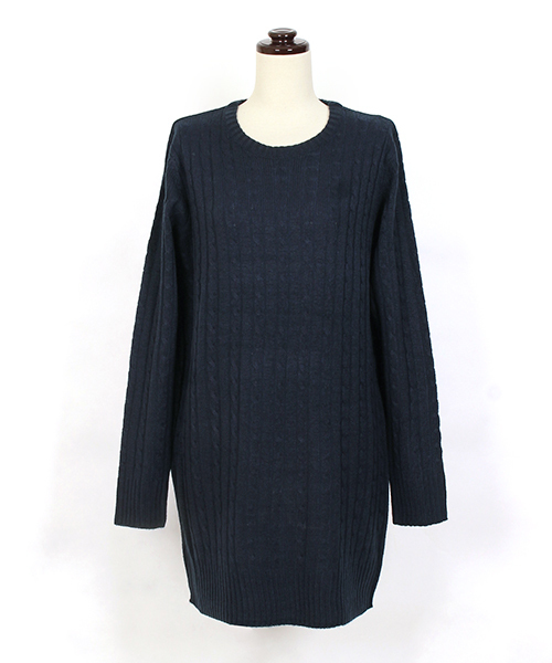 Pierrot（ピエロ）の「ケーブル編みニットチュニック（ニット/セーター・レディース・ネイビー/アイボリー/ブラウン/杢グレー・M）」の17枚目の写真