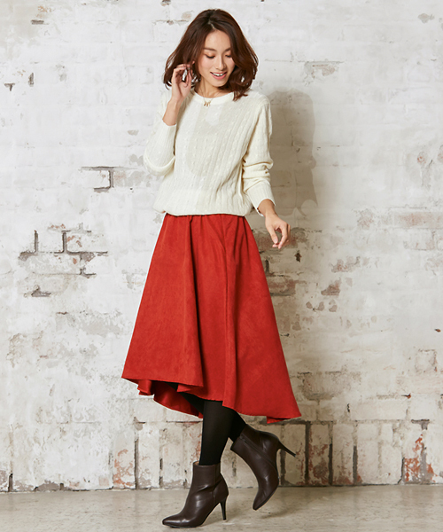 Pierrot（ピエロ）の「ケーブル編みニットチュニック（ニット/セーター・レディース・ネイビー/アイボリー/ブラウン/杢グレー・M）」の21枚目の写真