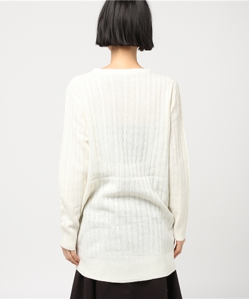 Pierrot（ピエロ）の「ケーブル編みニットチュニック（ニット/セーター・レディース・ネイビー/アイボリー/ブラウン/杢グレー・M）」の12枚目の写真