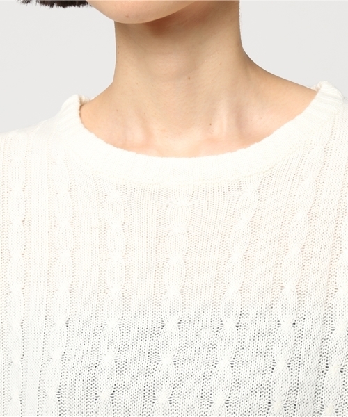 Pierrot（ピエロ）の「ケーブル編みニットチュニック（ニット/セーター・レディース・ネイビー/アイボリー/ブラウン/杢グレー・M）」の13枚目の写真