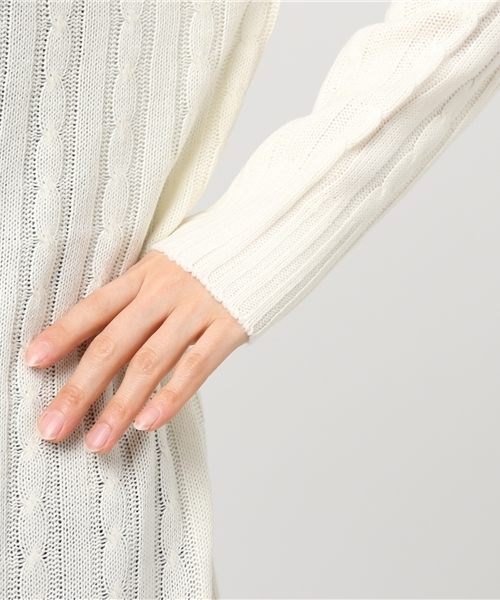 Pierrot（ピエロ）の「ケーブル編みニットチュニック（ニット/セーター・レディース・ネイビー/アイボリー/ブラウン/杢グレー・M）」の14枚目の写真