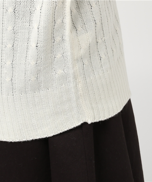 Pierrot（ピエロ）の「ケーブル編みニットチュニック（ニット/セーター・レディース・ネイビー/アイボリー/ブラウン/杢グレー・M）」の15枚目の写真