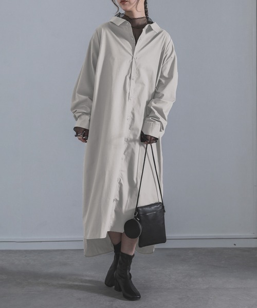 n'OrLABEL(ノアールレーベル)の「『シンプルシャツワンピース』(シャツワンピース・レディース・グレー/ネイビー/ホワイト/サックスブルー/ブルーグリーン/カーキ・FREE)」の2枚目の写真