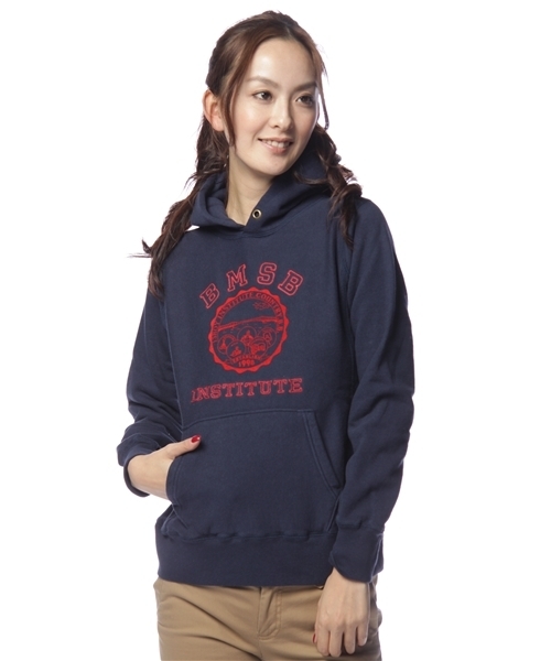 BEAMS BOY（ビームスボーイ）の「BEAMS BOY / スウェット カレッジ ロングスリーブパーカ（スウェット・レディース・ナチュラル/ネイビー・ONE SIZE）」の2枚目の写真