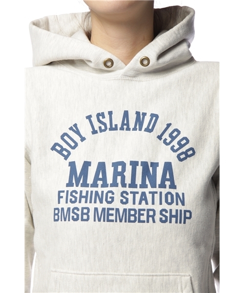 BEAMS BOY（ビームスボーイ）の「BEAMS BOY / スウェット カレッジ ロングスリーブパーカ（スウェット・レディース・ナチュラル/ネイビー・ONE SIZE）」の5枚目の写真