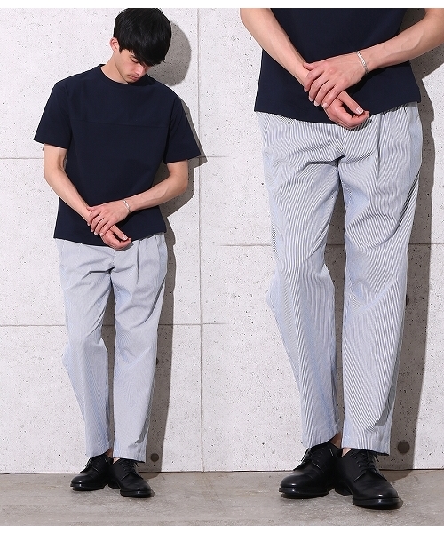 ADAM ET ROPE'（アダムエロペ）の「コードレーンストレッチワイドパンツ（その他パンツ・メンズ・ネイビー/イエロー系その他3・M/L）」の2枚目の写真