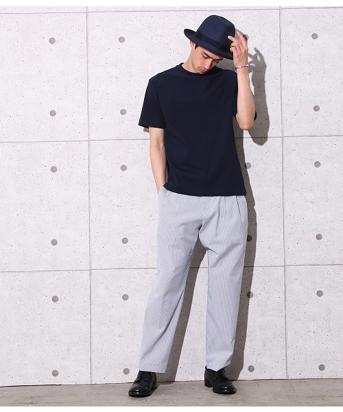 ADAM ET ROPE'（アダムエロペ）の「コードレーンストレッチワイドパンツ（その他パンツ・メンズ・ネイビー/イエロー系その他3・M/L）」の4枚目の写真