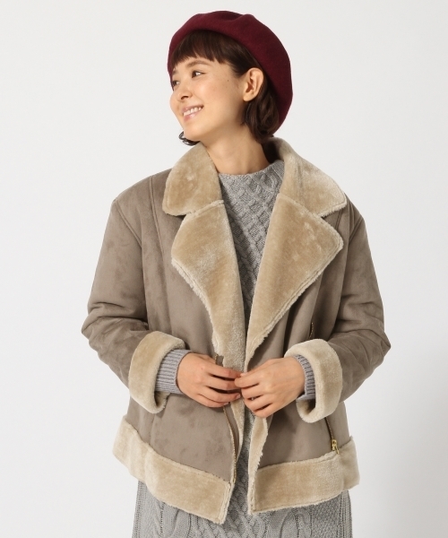 GLOBAL WORK（グローバルワーク）の「フェイクムートンブルゾン/757148（ブルゾン・レディース・ダークグレー/ベージュ系その他・LARGE/MEDIUM）」の2枚目の写真